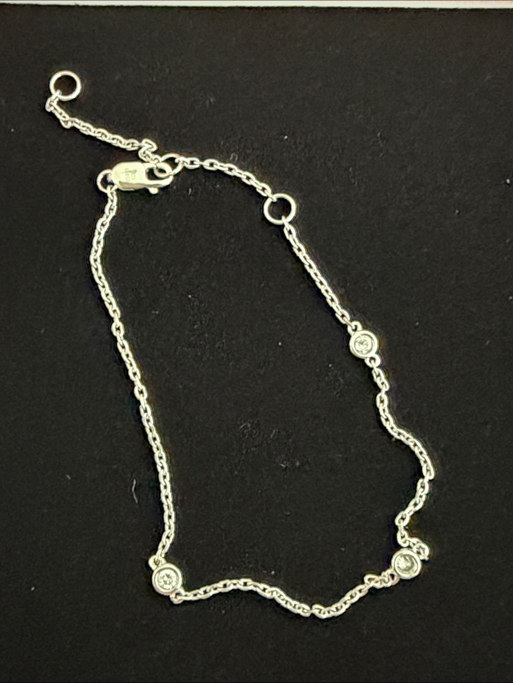 Sterling Silver Cubic Zirconia Station Anklet - White